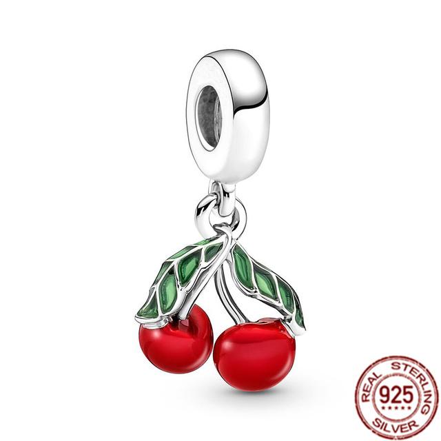 Röd nyckelpiga hummer & glöd-i-mörkret Firefly Dangle Charm 925 Sterling Silver Smycken Pärlor Passar Original Fasion Armband