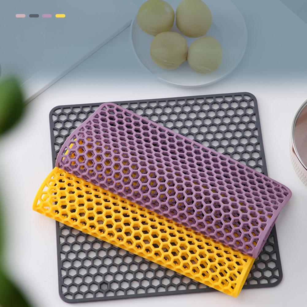 Silicone Dining Table Mat Thickened Bowl Plate Pot Mat Heat-resistant Easy To Clean Insulated Sink Bottom Protection Drain Mat