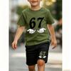 Fashion Funny 67 Palm Printed 11 Colors Kids T-shirt and Shorts 2 Piece Set Summer Home Outdoor Casual Outfit for Boy and Girl's T-shirt Sports Set