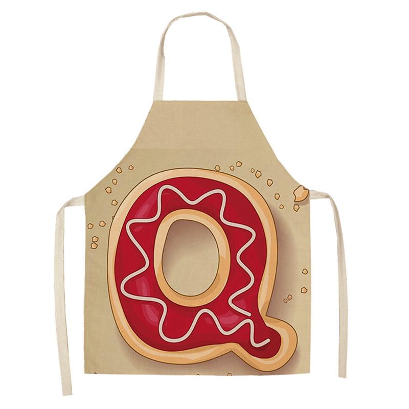 Avental de cozinha com estampa de alfabeto, avental sem mangas de linho para crianças, para cozinhar, churrasco, ferramentas de limpeza doméstica, 47x38cm, 68x55cm