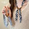 Long beaded small silk scarf Adjustable necklace Women's new accessories High-end light luxury niche neck scarf