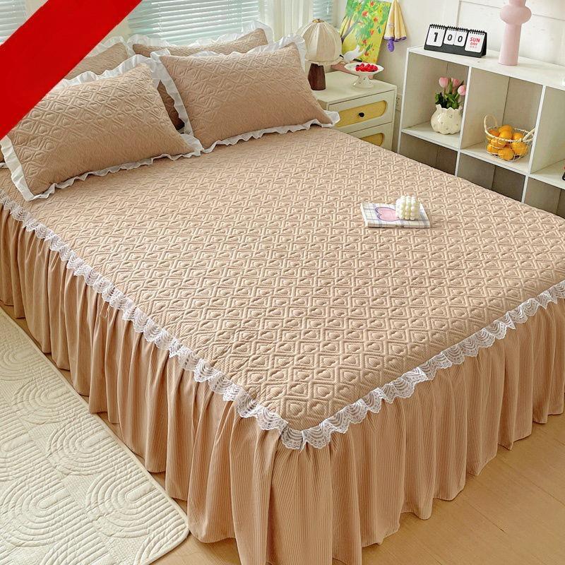Bedclothes Four Season Universal Cotton Material Bubble Cotton Lace Bed Skirt Concealing Ugliness Hem Color Bed Sheet 150x200cm