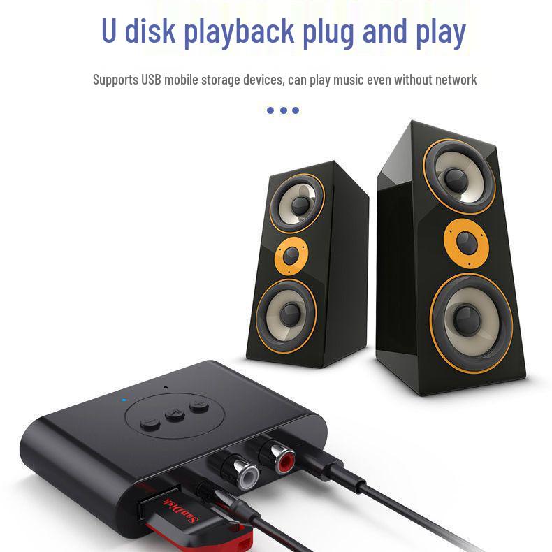 NFC Bluetooth 5.3 Music Receiver & Hands-free Car Speaker with USB Flash Drive Support