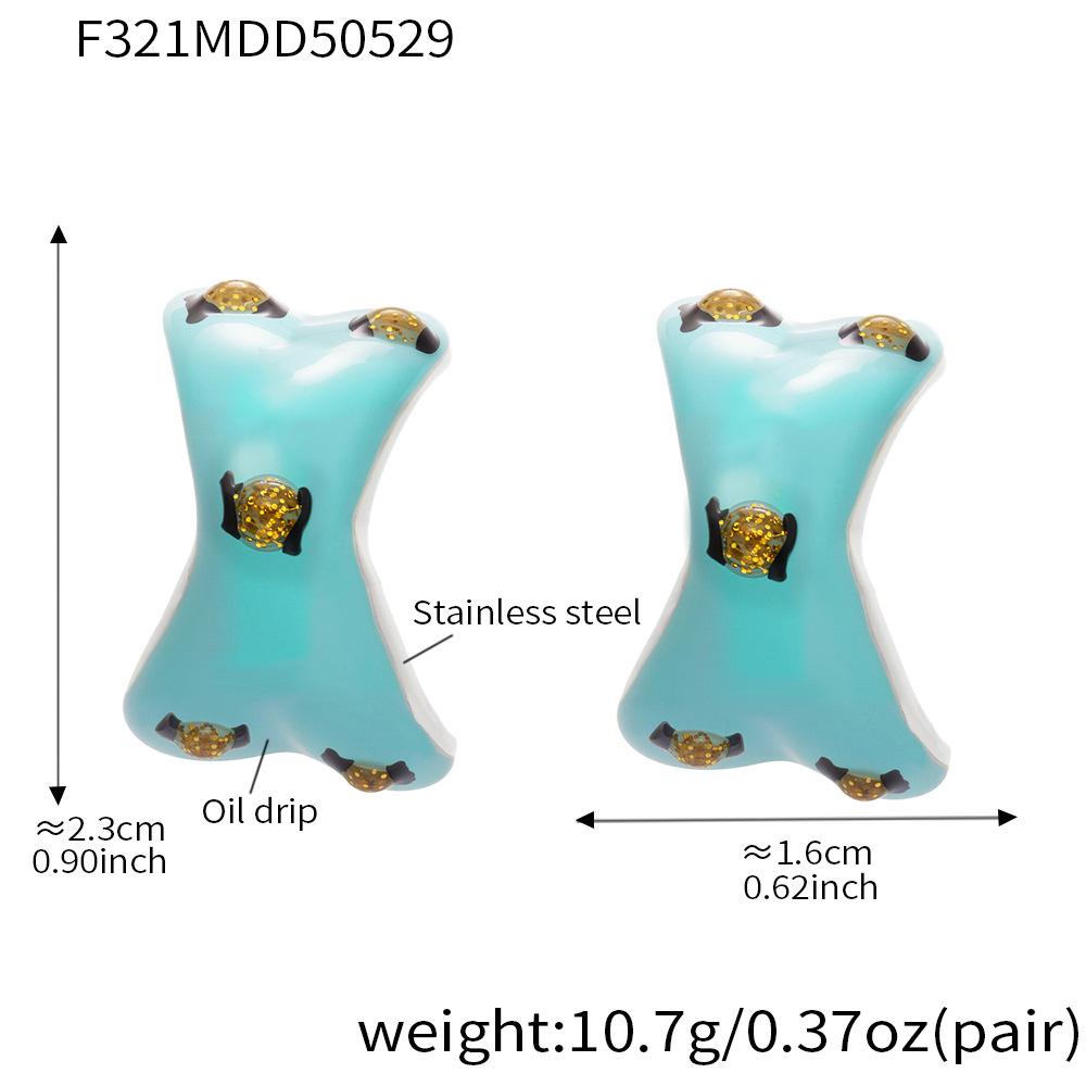 Qiong Yao Stainless Steel C-Shaped Colorful Glaze Earrings for Women - Fashionable, Eco-Friendly, Essential Accessory