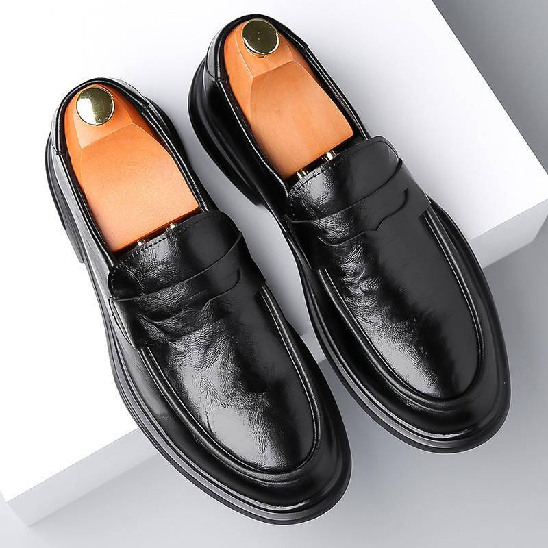 Leather Doudou Shoes Men's 2025 Spring New Breathable One-pedal Men's Loafers Soft-soled Versatile Casual Leather Shoes