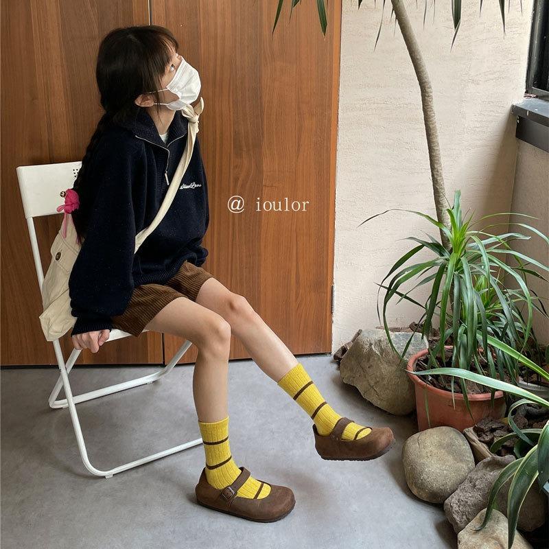 Ladies Autumn Winter Thick Striped Wool Medium Tube Pile Socks