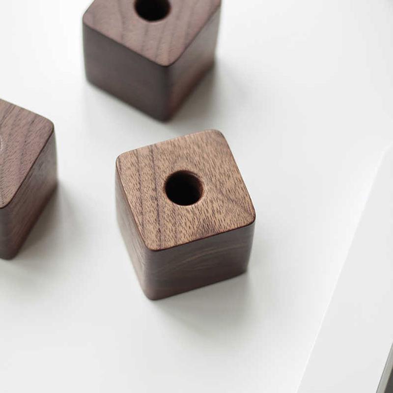 1pc Walnut Wood Beech Pen Holder Pen Container For Desk Stationery Storage Creative Square Shape Pen Hole Pencil Slot Pencil Stand