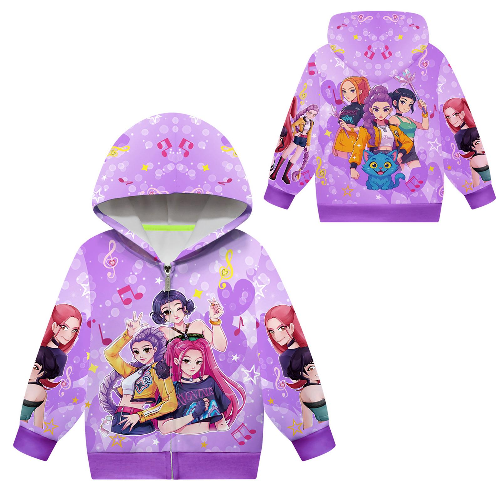 

Худи для девочек 3D Мультяшная куртка Толстовка Музыкальная на молнии с капюшоном с длинным рукавом Топы 140 фиолетовый
