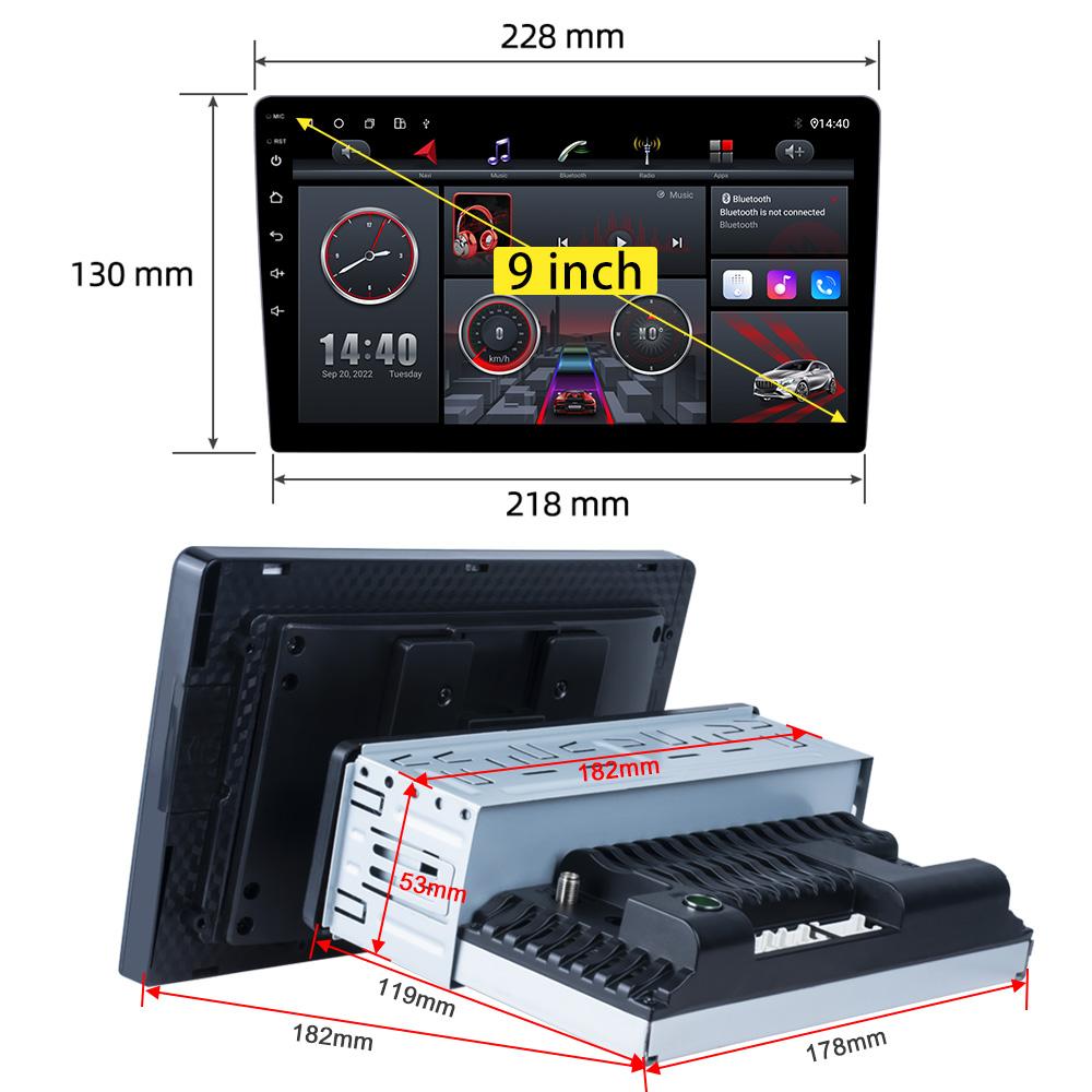 Reakosound 1Din 9 Inch 8-core Android Car Radio 4G CarPlay GPS Navigation Multimedia Video Player Head Unit
