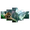 Tiger Animal Mountain Waterfall Nature Scenery 5 Piece Five Panel Wall Canvas Print Modern Poster Picture Home Decor Gift For Him For Her