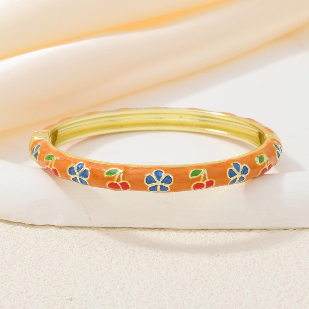 Hawaiian Enamel Vintage Cloisonne Bangle Traditional Chinese Chinese Flower Bangle Classic Ethnic Women's Hand Bracelet Ladies