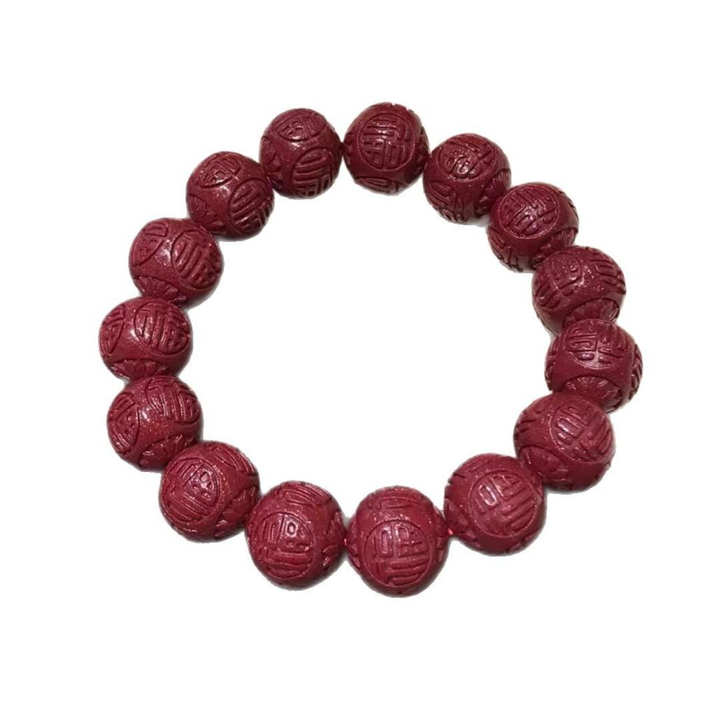 Cinnabar Fortune Gourd Bead Bracelet - Faceted Old Style Wealth Charm for Benmingnian