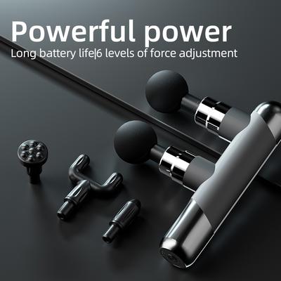 USB Charging Dual Head Fascia Gun with 6-speed Force Adjustment and 4 Pairs (8 Pieces) of Massage Heads, Double Massage Massager