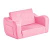 2-in-1 Kids Sofa, Foldable Toddler Soft Couch with Armrests, Made of 28D Sponge & Short Pile, Convertible Toddler Chair to Lounger, Kid Couch Fold Out