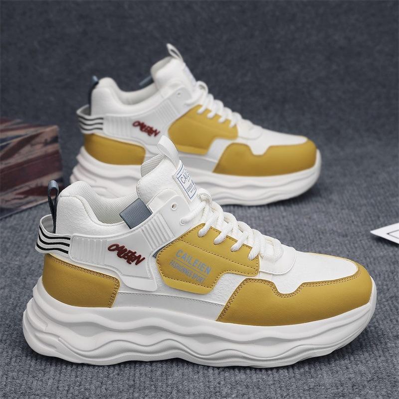 

Spring men s shoes new breathable youth high-top sports shoes versatile non-slip wear-resistant casual dad shoes 44
