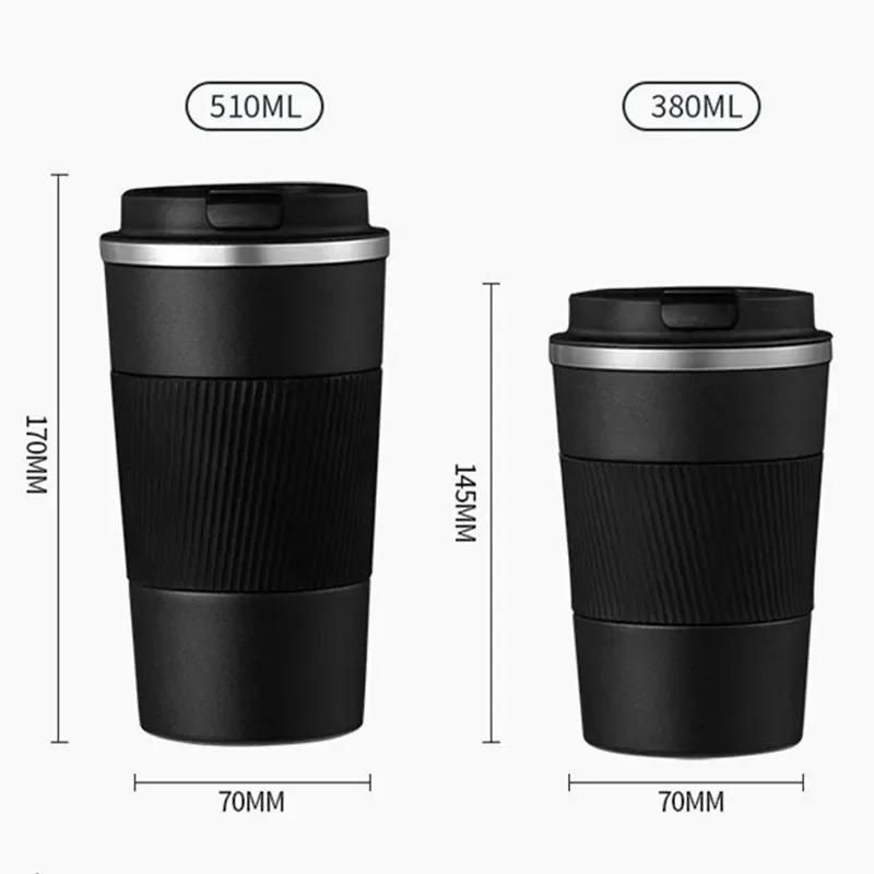 Car Vacuum Bottle Coffee Flask Leak-Proof 304 Double Water Thermos 380ml/510ml Thermal Steel Stainless Travel Mug Non-Slip Cup