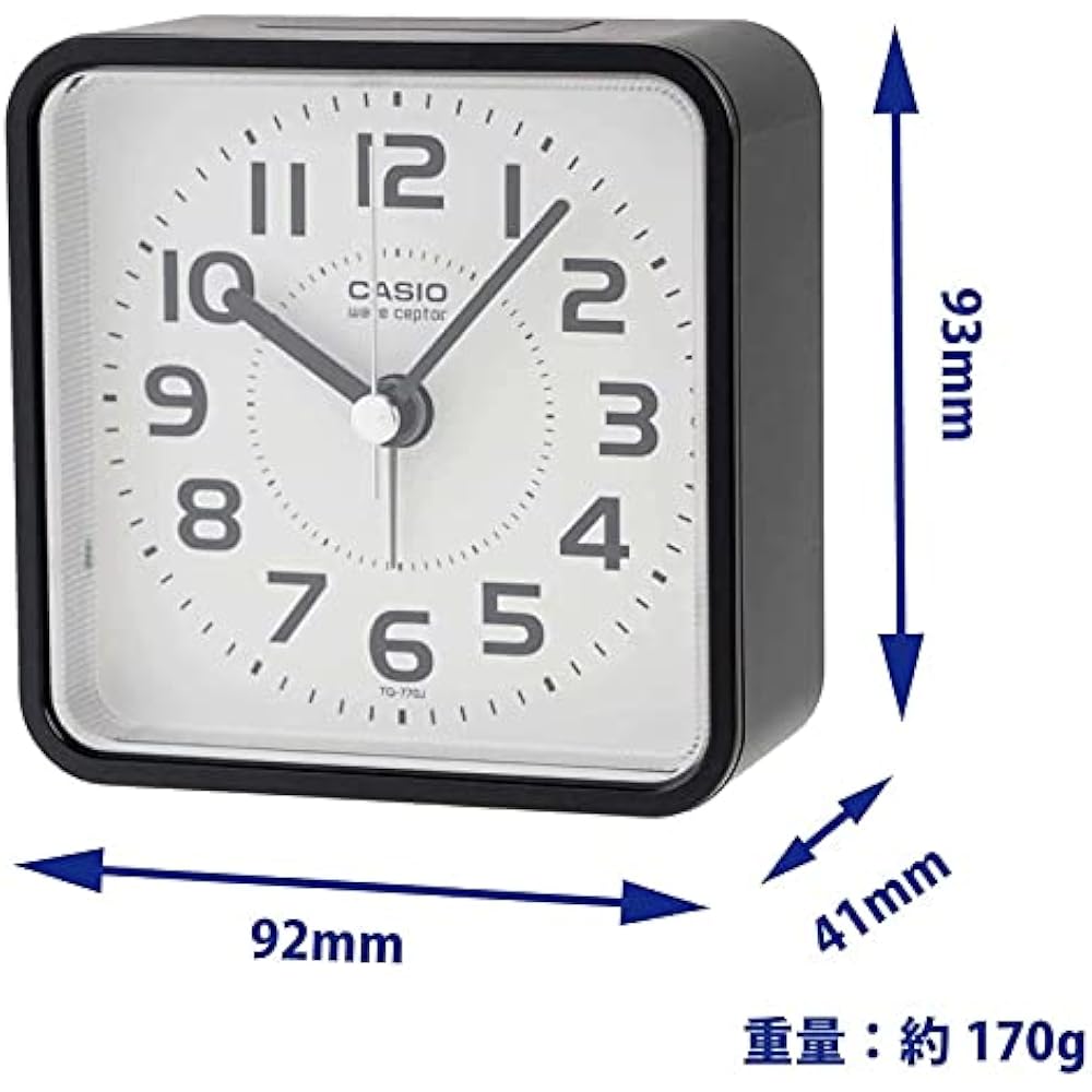 Casio Alarm Clock, Radio-Controlled, Black, Analog, Nighttime Second Hand Stop, Snooze, Light, TQ...