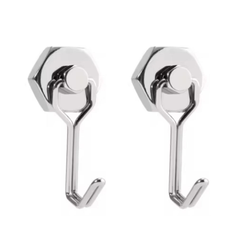4pcs Strong Magnetic Hooks Home Kitchen Refrigerator Storage Holders Strong Permanent NdFeb Magnetic Hook Storing Supplies