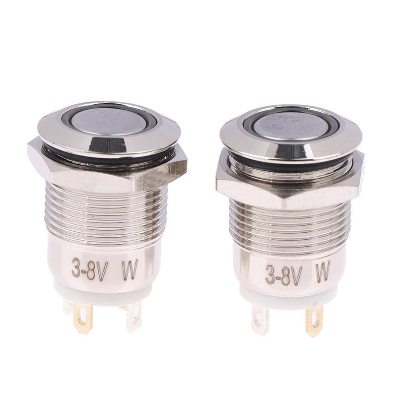 12 mm vanntett metall trykknappbryter LED-lys momentan låsing bil motor strømbryter metall låsende trykknappbryter