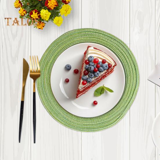 2 Pcs Anti-Slip Round Table Mat Set Woven Placemats Dining Table Non-Slip Coasters for Kitchen Heat Resistant Bowl Pads Drink Mats