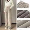 Thickened Lamb Plus Size Corduroy Wide-leg Pants for Women, Perfect for Autumn and Winter Casual Wear