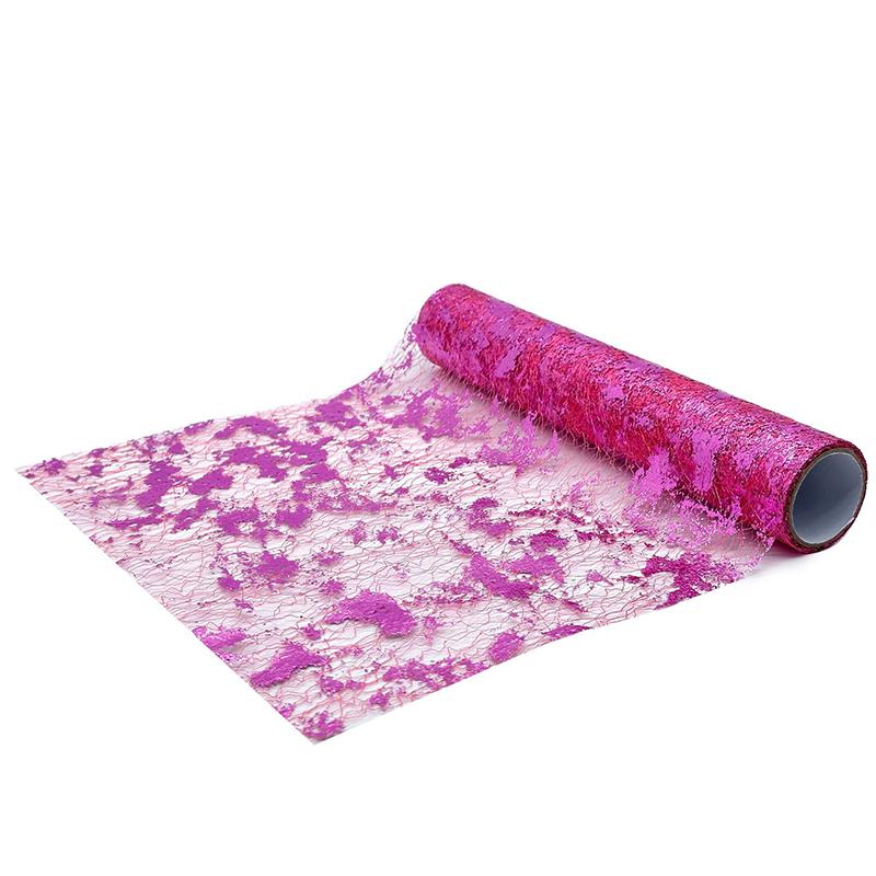 5 yardů třpytivý zlatý běhoun na stůl Horká ražba třpytivá bronzová fólie Síťovaný role Ubrousek na stůl Sprcha pro miminko Párty Svatba Vánoční dekor