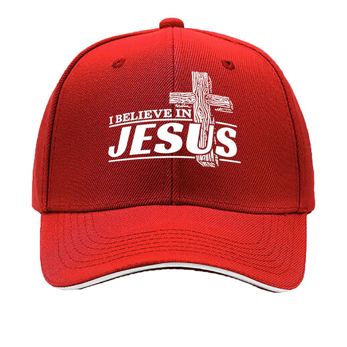 Christian Faith Baseball Cap Compatible for I Believe in Jesus Cross Design Adjustable Dad Hat wit Sandwich Baseball Cap One Size