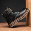 Fashion Classic Autumn Winter Warm Snow Boots Mens Thick Soles Non-slip Biker Boots Outdoor High Top Casual Shoes Handmade Leather Botas