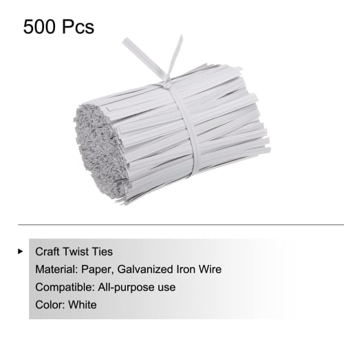 PATIKIL Twist Ties, 8cm Paper Closure Ties for Party Tying Gift Bags, Candy, Buns, Arts and Crafts, White, 500pcs