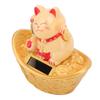 Solar Energy Lucky Cat Ornament Solar Wealth Welcome Waving Hand Fortune Cat Statue for Home Car