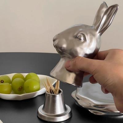 Kreativní nádobka na párátka ve tvaru králíka, krabička na párátka, úložný box na vatové tyčinky, keramická kreslená stolní dekorace, řemesla, dárek do nového domova