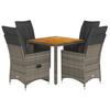 Vidaxl 5-Cz. Garden Furniture Set With Cushions, Grey, PE Rattan