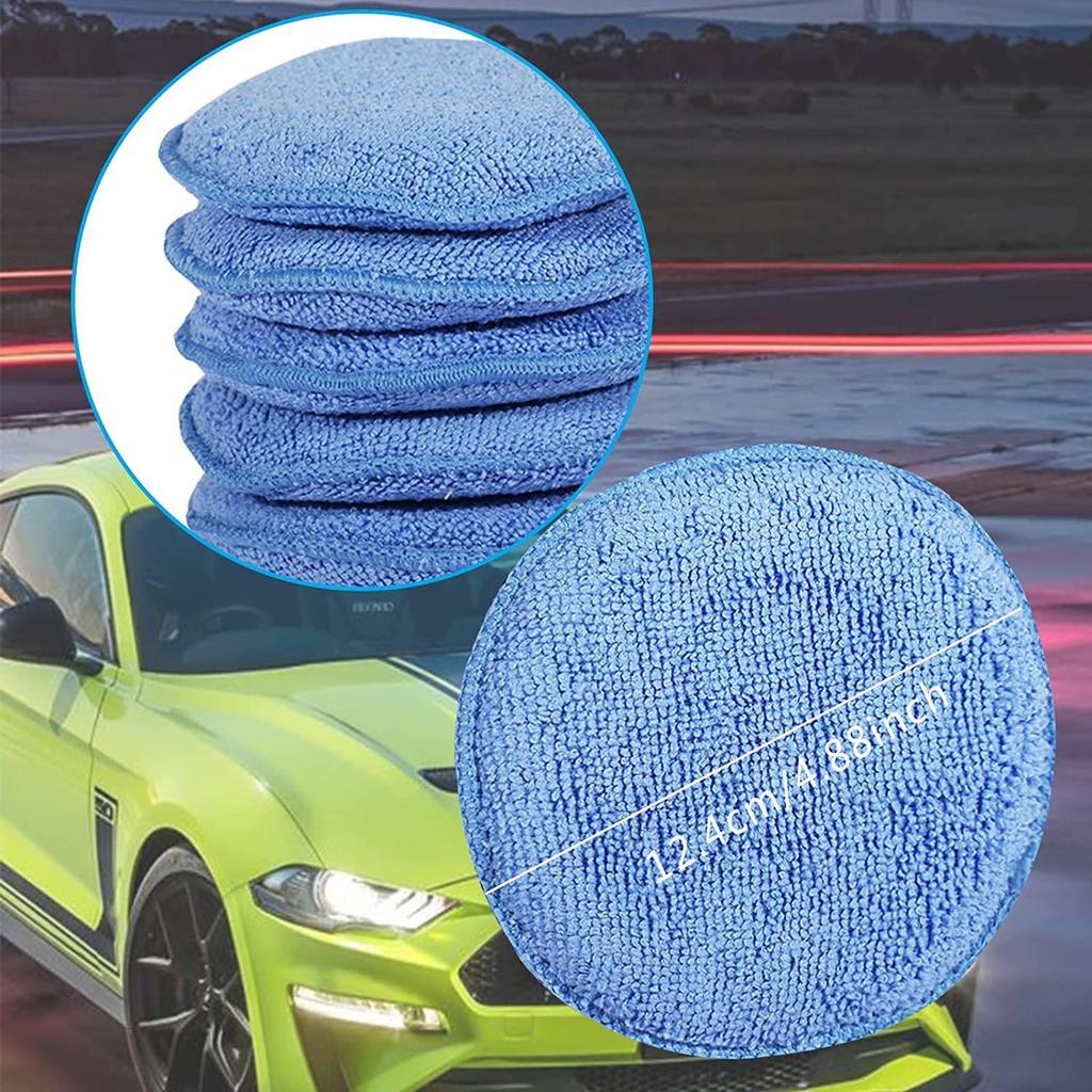 Tamponi Applicatori Cera per Auto in Microfibra - Confezione da 6 Spugne per Pulizia e Lucidatura Pneumatici