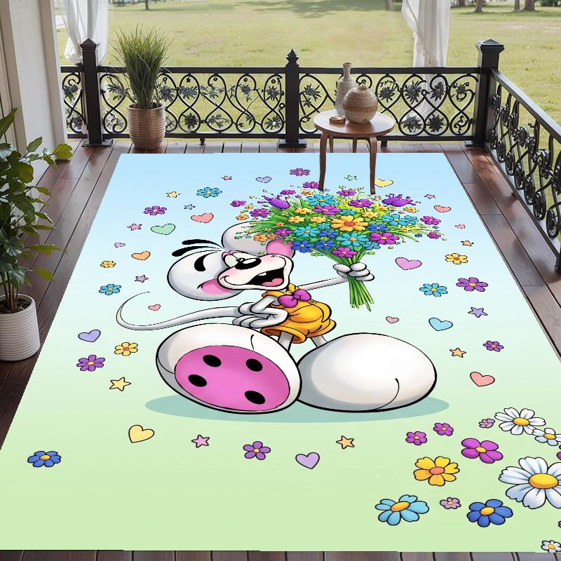 Kristall-Samt-Teppich mit Diddl-Design, Weiche rutschfeste Bodenmatte für Wohnzimmer Schlafzimmer Dekoration