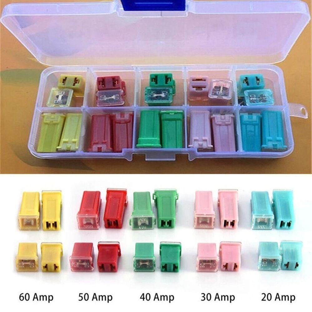 20Pcs Mini Size Car Fuse Kit Tall Low Profile Square Set Fuses 20-60A Case Box Fuse Kit Vehicle Use