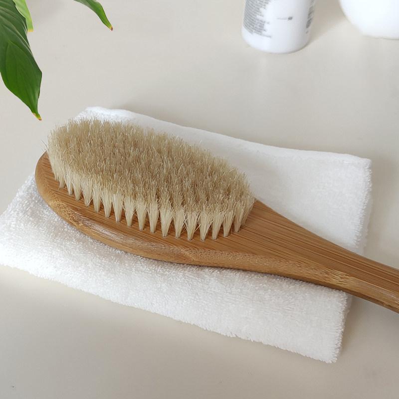 1Pcs Wooden Long Handle Bristle Shower Body Brush Bathing Massage Back Body Exfoliating Brush Bathroom Wash Brush Bath Tools