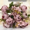 Pivoines Artificielles Fleur Mélange de Fleurs de Pivoine Artificielle Tige de Fleur Fausse Soie Toucher Réel Bouquet pour Arrangements Floraux Table à Manger Fête de Mariage Centre de Table