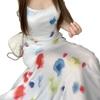 Design Sense Watercolor Dress Suspender Skirt Women's New Summer Slim Fishtail Skirt Chic Beautiful Foreign Style Long Skirt
