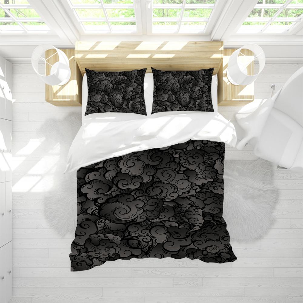 Smoke Seigaha Wind Kumo Duvet Cover Set Soft Wash Bed 3 Piece Summer Comfortable Student Dormitory Home Baby Bedding Best seller