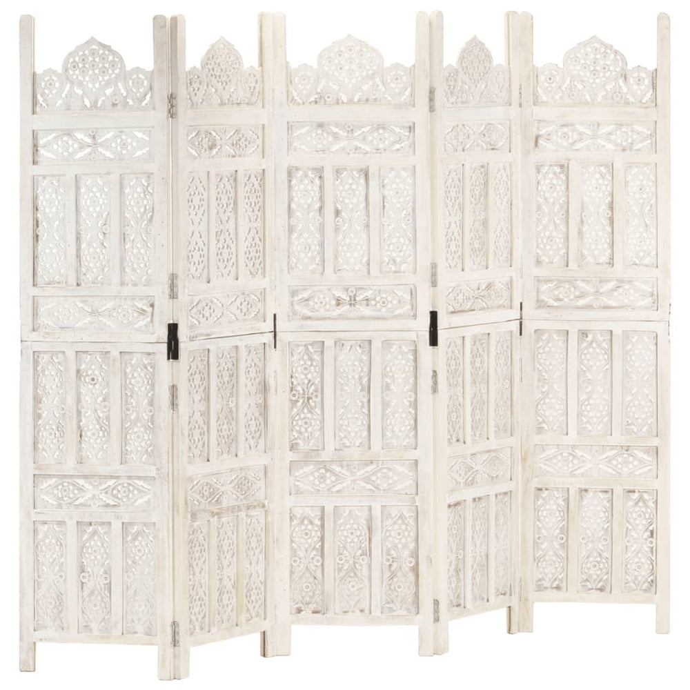 Cloison de séparation 5 panneaux  200x165 cm Bois manguier