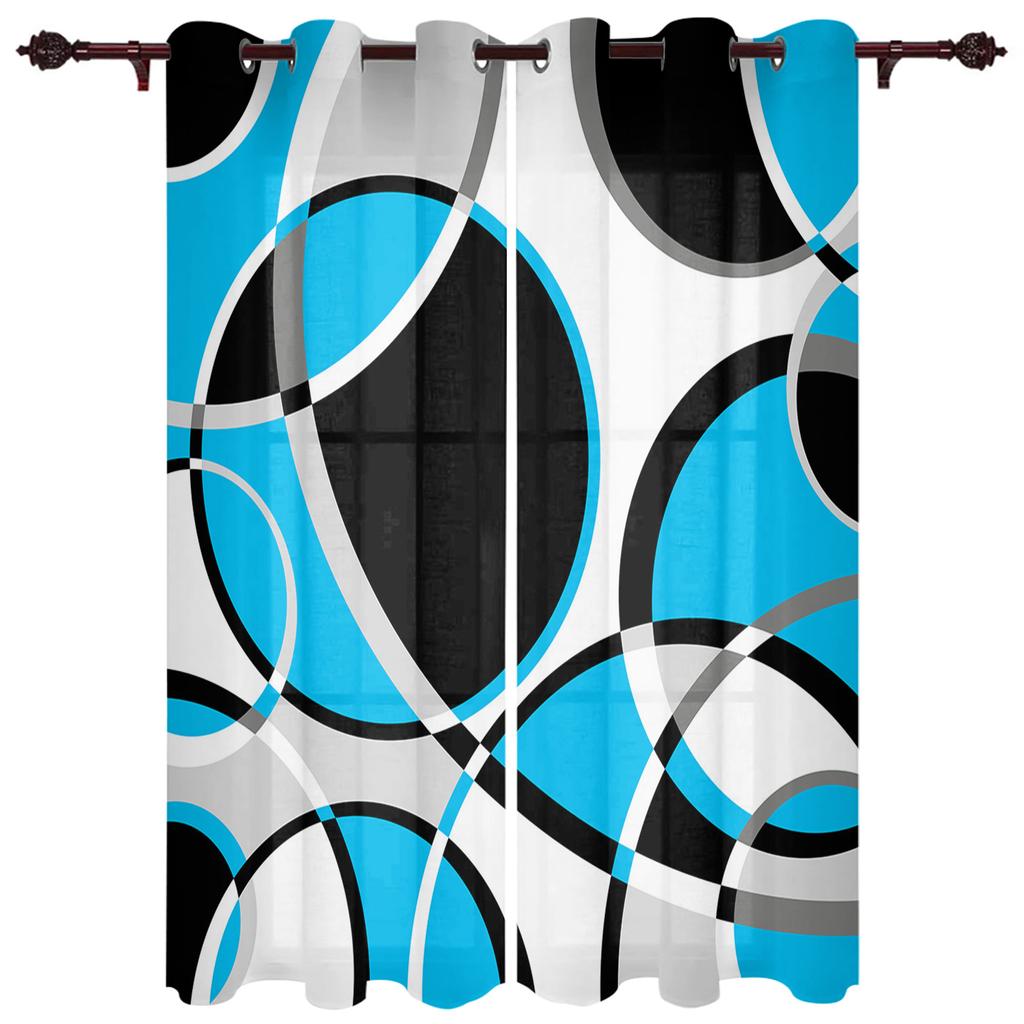 Circle Abstract Geometry Window Curtain Living Room Luxury Valance Curtain for Bedroom Home Kitchen Decor Curtain