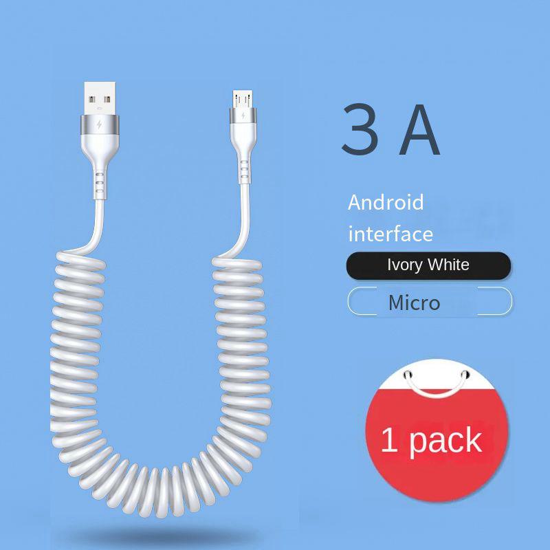 Spring Telescopic  66W 5A Fast Charging Type C Data Cable USB 3A Micro Car Phone Charger for iPhone13 14 Pro Sumsung Xiaomi POCO