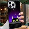 Phone Case: 2D Flat Design Suitable for iPhone 18 17 16 15 14 13 Pro, Colorful Silver Protective Case, Couple Style, Peeking Little Black Cat, Christm