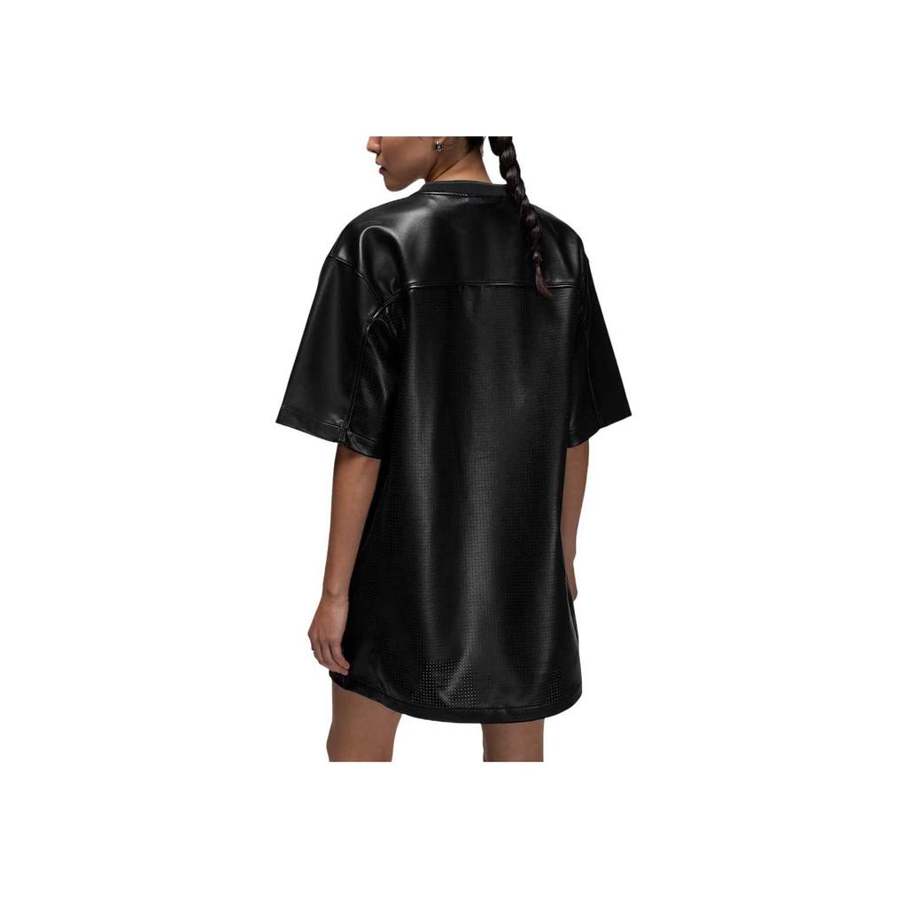 Jordan Solid Color Leather Pullover Short Sleeve Dress Women dresses HQ9185-010
