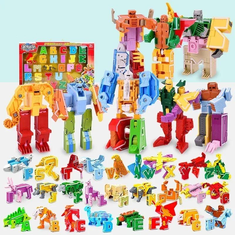 Discover Intime 26 Letter A-Z Alphabet Animal Dinosaur Warrior Deformation Action Figures Transformation Robot Playthings Designed For Children Present Brinquedos