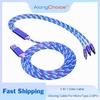 3 In 1 Glowing Charging Cable For Android Huawei XiaoMi Iphone Fashion Light Charging Cable 3A Fast Charging