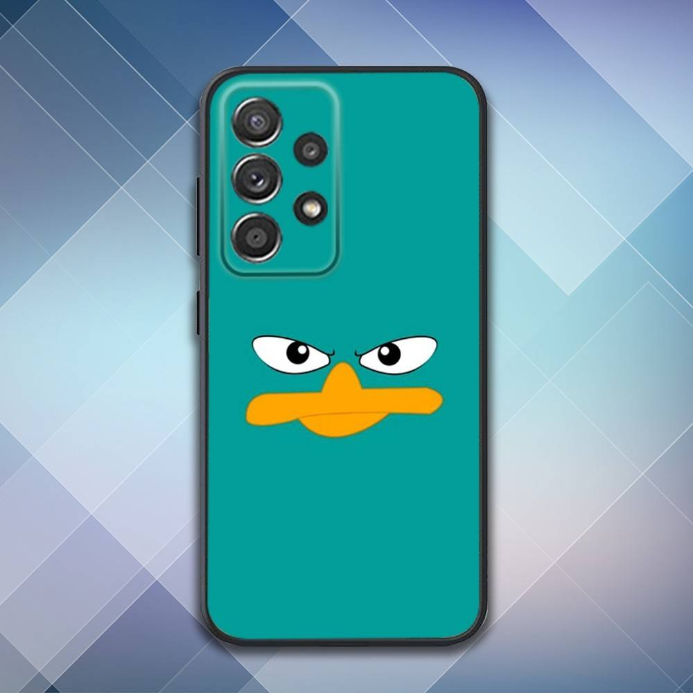 Phone Case For Samsung S 25,24,23,22,30,21,10,9,Ultra,Plus,Lite,FE,4,5 G Soft P-Perry Cartoon Platypus Black Case