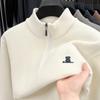 Winter Men's Half Height Zipper Knitted Sweater Original Design Letter Print Thicken Fashion Warm Casual Soft Menswear