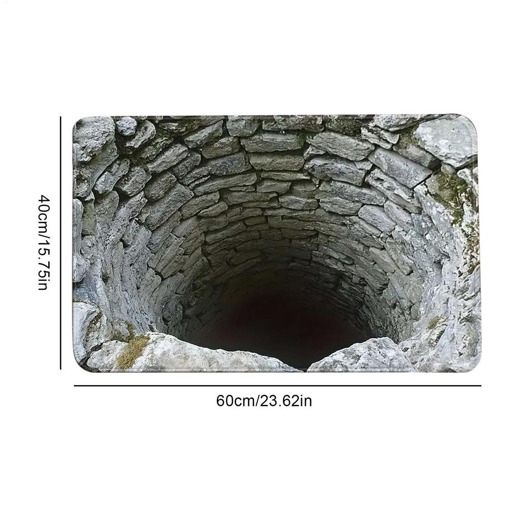 3D Rugs Optical Illusion Anti-Slip Hole Doormat 3D Illusion Hole Rug for Christmas Halloween Bedroom Living Room Bathroom
