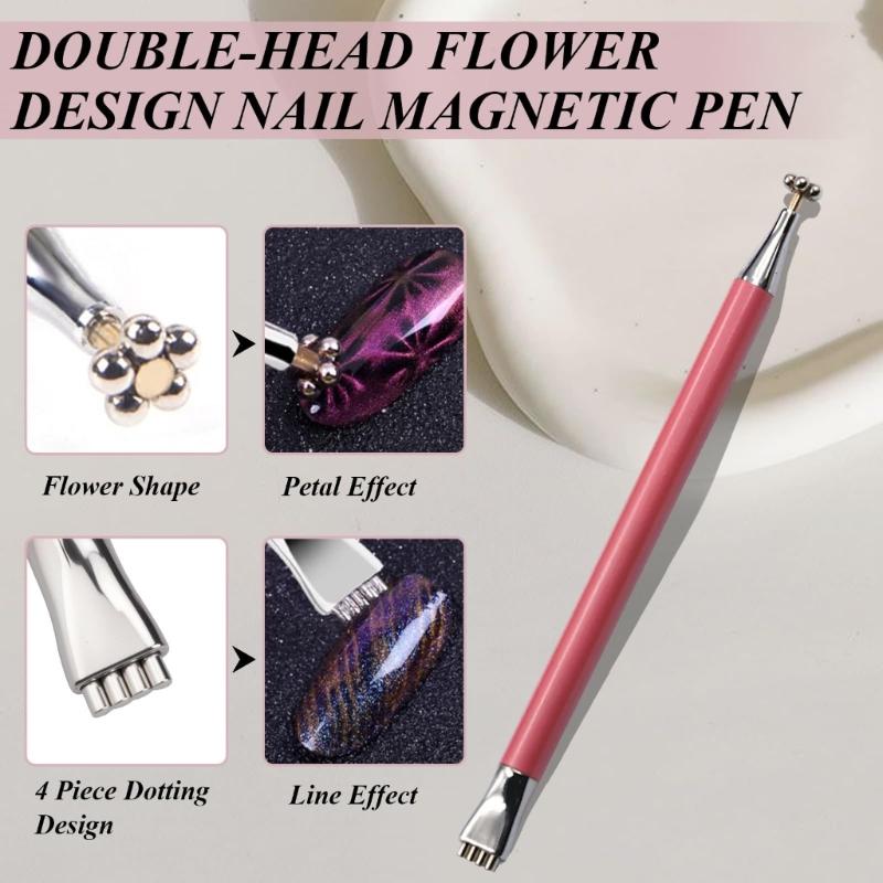 10Pcs Cats Eye Nail Magnet Tool Set for Cats Eye Gel Polish Powerful Double Head Magnetic Pen for French Cateye Effect